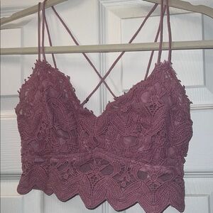 Free People Lace Bralette in Mauve XS